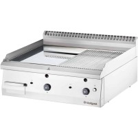 Płyta grillowa gazowa, gładko-ryflowana, 13 kW, G30, chrom Stalgast 9737330