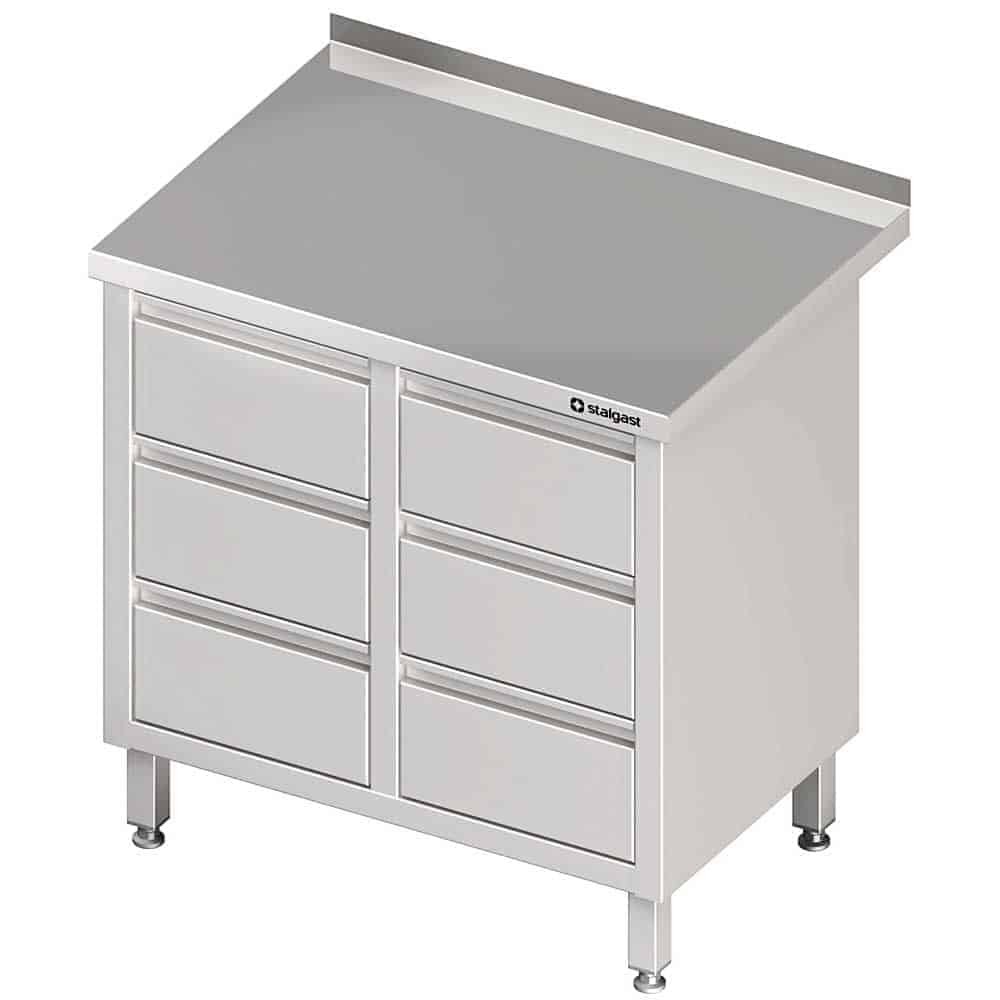 Stół przyścienny z blokiem sześciu szuflad 840x600x850 mm Stalgast 980236840