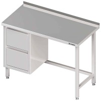 Stół przyścienny z blokiem dwóch szuflad (L),bez półki 1300x700x850 mm Stalgast 980247130