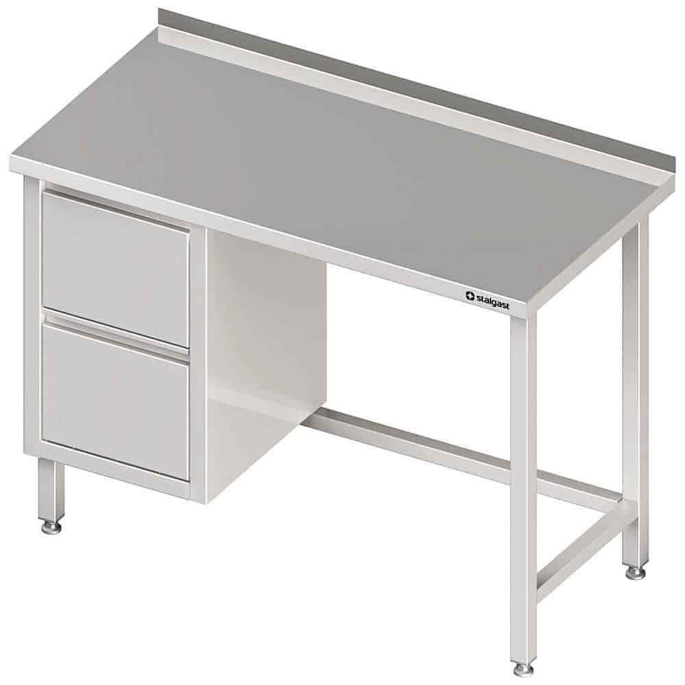 Stół przyścienny z blokiem dwóch szuflad (L),bez półki 1500x700x850 mm Stalgast 980247150
