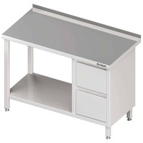 Stół przyścienny z blokiem dwóch szuflad (P),i półką 1100x700x850 mm Stalgast 980277110