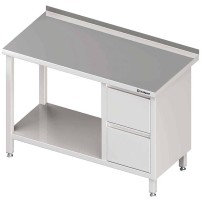 Stół przyścienny z blokiem dwóch szuflad (P),i półką 1300x700x850 mm Stalgast 980277130