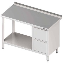 Stół przyścienny z blokiem dwóch szuflad (P),i półką 1400x700x850 mm Stalgast 980277140