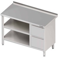 Stół przyścienny z blokiem dwóch szuflad (P),i 2-ma półkami 1700x600x850 mm Stalgast 980296170