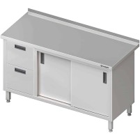 Stół przyścienny z blokiem dwóch szuflad (L),drzwi suwane 1700x600x850 mm Stalgast 980346170