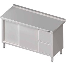 Stół przyścienny z blokiem dwóch szuflad (P),drzwi suwane 1500x700x850 mm Stalgast 980357150