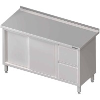 Stół przyścienny z blokiem dwóch szuflad (P),drzwi suwane 1800x700x850 mm Stalgast 980357180
