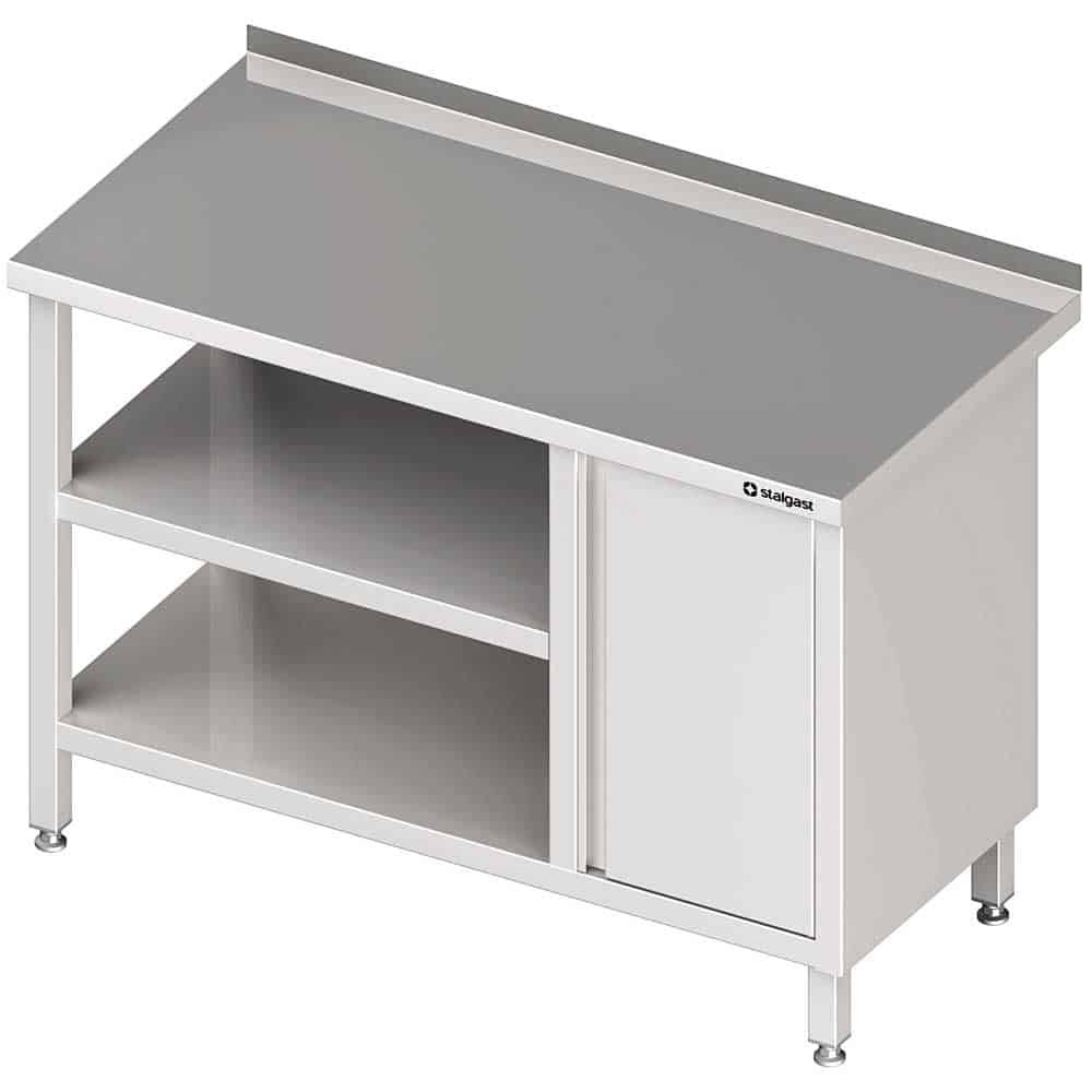 Stół przyścienny z szafką (P),i 2-ma półkami 1800x700x850 mm Stalgast 980537180