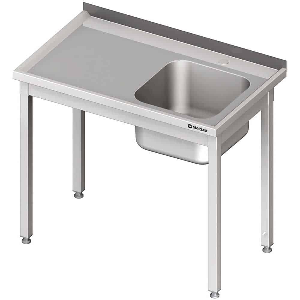Stół ze zlewem 1-kom.(P),bez półki 1100x700x850 mm spawany Stalgast 980647110S