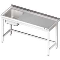 Stół ze zlewem 1-kom.(L),bez półki 1500x600x850 mm Stalgast 980676150