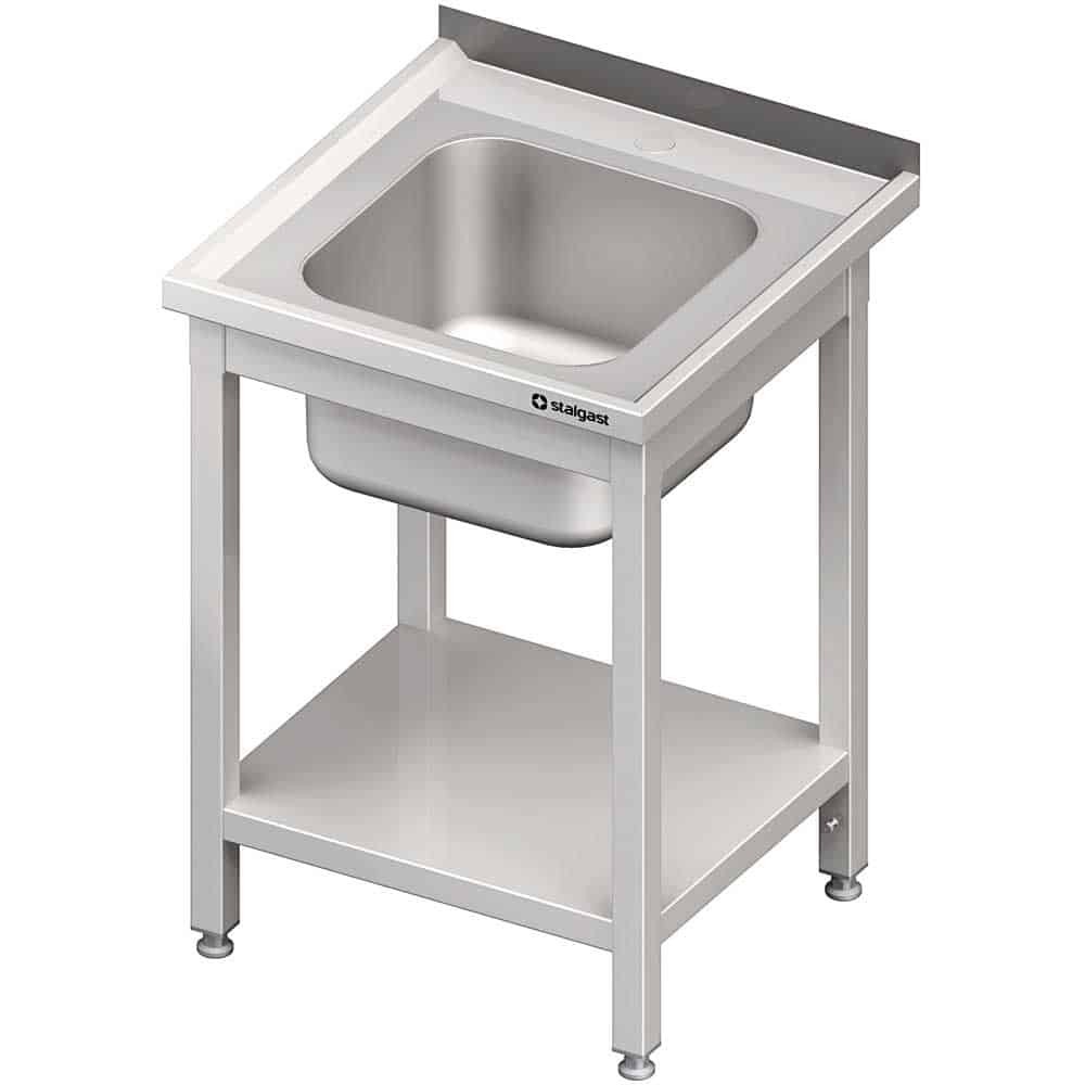 Stół ze zlewem 1-kom.,z półką 700x700x850 mm spawany Stalgast 980687070S