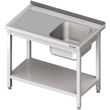 Stół ze zlewem 1-kom.(P),z półką 1000x700x850 mm spawany Stalgast 980697100S