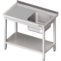 Stół ze zlewem 1-kom.(P),z półką 1000x700x850 mm spawany Stalgast 980697100S