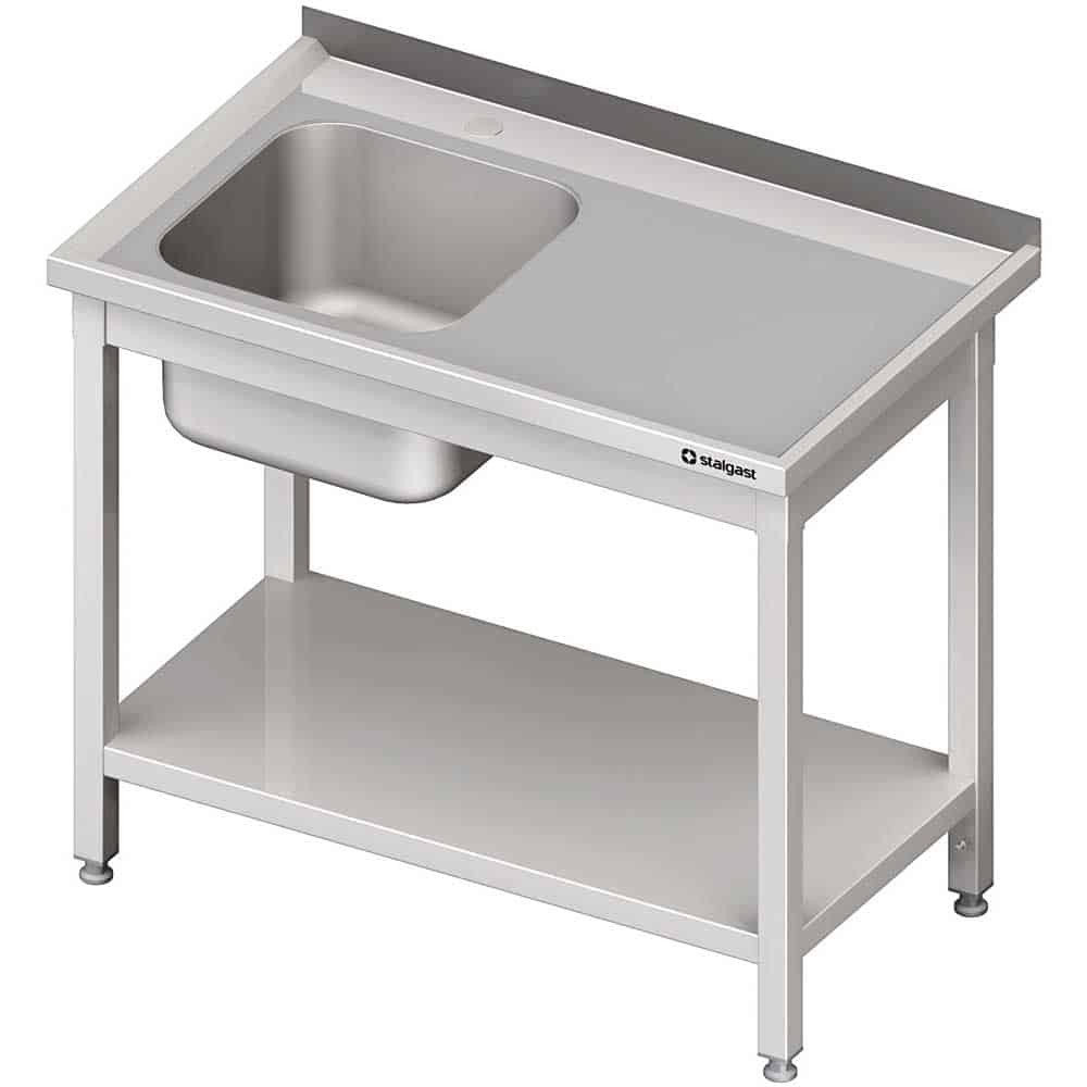 Stół ze zlewem 1-kom.(L),z półką 800x600x850 mm skręcany Stalgast 980706080