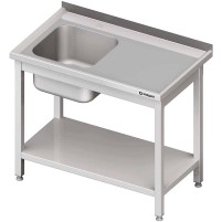 Stół ze zlewem 1-kom.(L),z półką 900x600x850 mm skręcany Stalgast 980706090