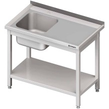 Stół ze zlewem 1-kom.(L),z półką 1300x600x850 mm spawany Stalgast 980706130S