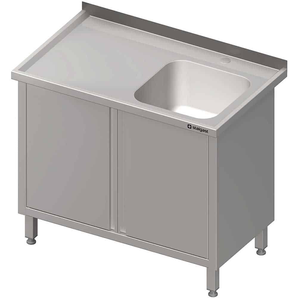 Stół ze zlewem 1-kom.(P),drzwi skrzydłowe 700x700x850 mm Stalgast 980727070