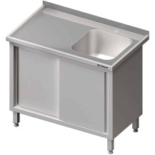 Stół ze zlewem 1-kom.(P),drzwi suwane 1500x600x850 mm Stalgast 980746150