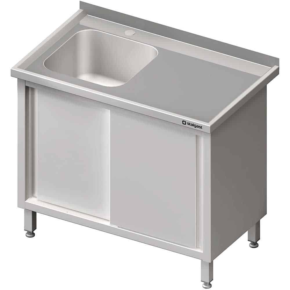 Stół ze zlewem 1-kom.(L),drzwi suwane 1700x700x850 mm Stalgast 980757170