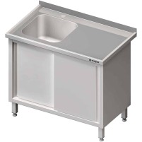 Stół ze zlewem 1-kom.(L),drzwi suwane 1700x700x850 mm Stalgast 980757170