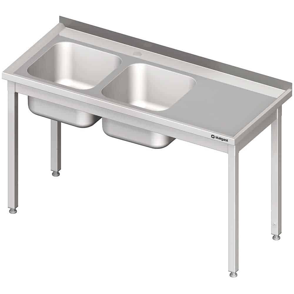 Stół ze zlewem 2-kom.(L),bez półki 1100x700x850 mm spawany Stalgast 980797110S