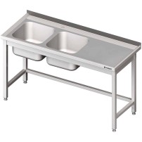 Stół ze zlewem 2-kom.(L),bez półki 1700x600x850 mm Stalgast 980806170