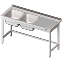 Stół ze zlewem 2-kom.(L),bez półki 1500x700x850 mm Stalgast 980807150