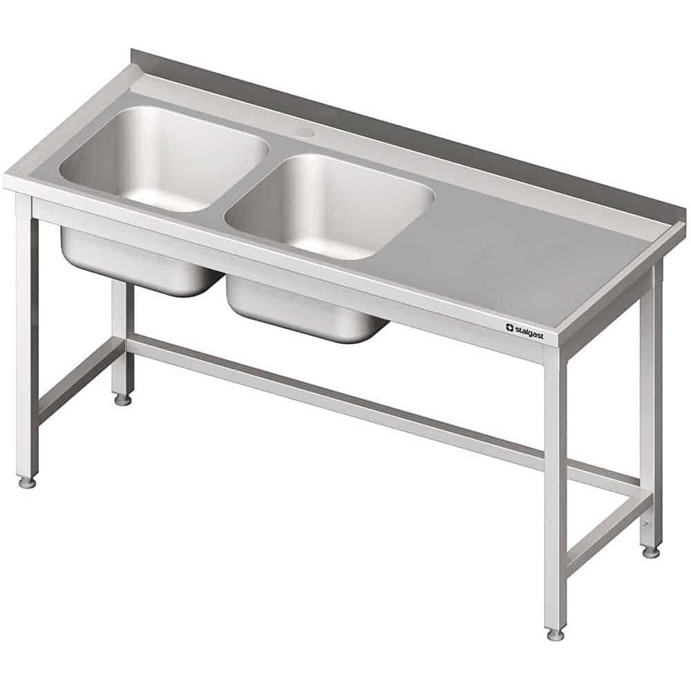 Stół ze zlewem 2-kom.(L),bez półki 1800x700x850 mm Stalgast 980807180