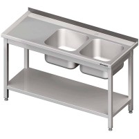 Stół ze zlewem 2-kom.(P),z półką 1500x600x850 mm spawany Stalgast 980826150S