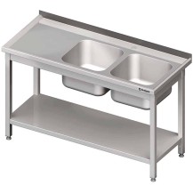 Stół ze zlewem 2-kom.(P),z półką 1400x700x850 mm spawany Stalgast 980827140S