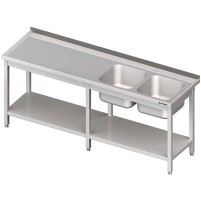 Stół ze zlewem 2-kom.(P),z półką 2400x600x850 mm Stalgast 980836240
