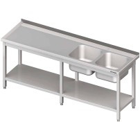 Stół ze zlewem 2-kom.(P),z półką 2000x700x850 mm Stalgast 980837200