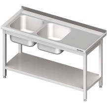 Stół ze zlewem 2-kom.(L),z półką 1100x600x850 mm skręcany Stalgast 980846110