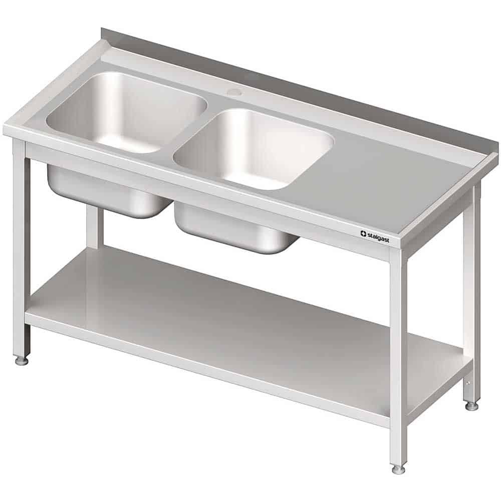 Stół ze zlewem 2-kom.(L),z półką 1100x600x850 mm spawany Stalgast 980846110S