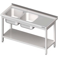 Stół ze zlewem 2-kom.(L),z półką 1700x600x850 mm spawany Stalgast 980846170S