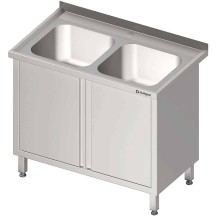 Stół ze zlewem 2-kom.,drzwi skrzydłowe 1000x600x850 mm Stalgast 980866100