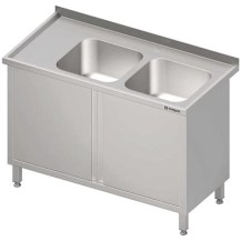 Stół ze zlewem 2-kom.(P),drzwi skrzydłowe 1200x700x850 mm Stalgast 980877120