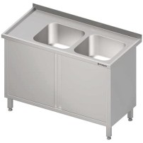 Stół ze zlewem 2-kom.(P),drzwi skrzydłowe 1200x700x850 mm Stalgast 980877120