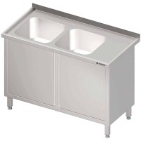 Stół ze zlewem 2-kom.(L),drzwi skrzydłowe 1300x700x850 mm Stalgast 980887130