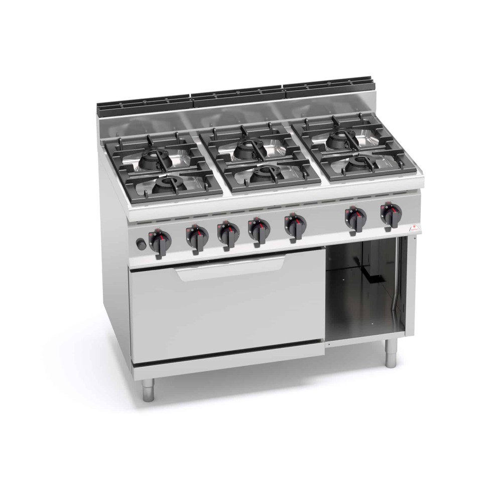Kuchnia gazowa 6 palnikowa z piekarnikiem HIGH-POWER 1200x700x850 Bertos G7F6P+FG
