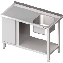 Stół ze zlew 1-kom.(P), z szafką i półką 1900x700x850 mm Stalgast 980977190