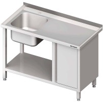 Stół ze zlew 1-kom.(L), z szafką i półką 1500x600x850 mm Stalgast 980986150