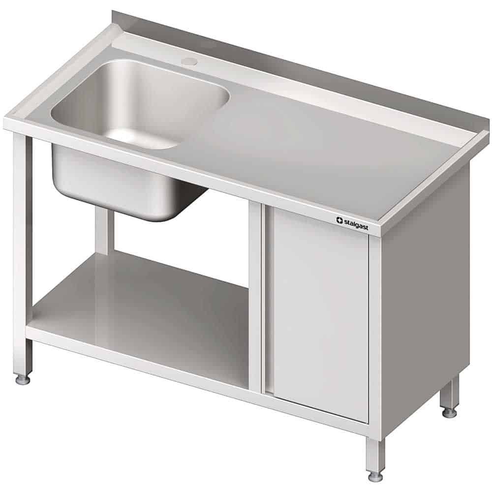 Stół ze zlew 1-kom.(L), z szafką i półką 1700x600x850 mm Stalgast 980986170