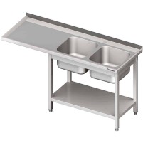 Stół ze zlewem 2-kom.(P) i miejscem na lodówkę lub zmywarkę 2100x700x900 mm Stalgast 981037210