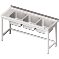 Stół ze zlewem 3-kom.(P),bez półki 1700x600x850 mm Stalgast 981116170