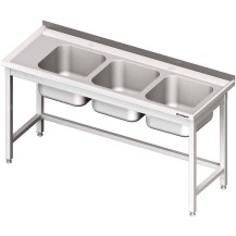 Stół ze zlewem 3-kom.(P),bez półki 1500x700x850 mm Stalgast 981117150