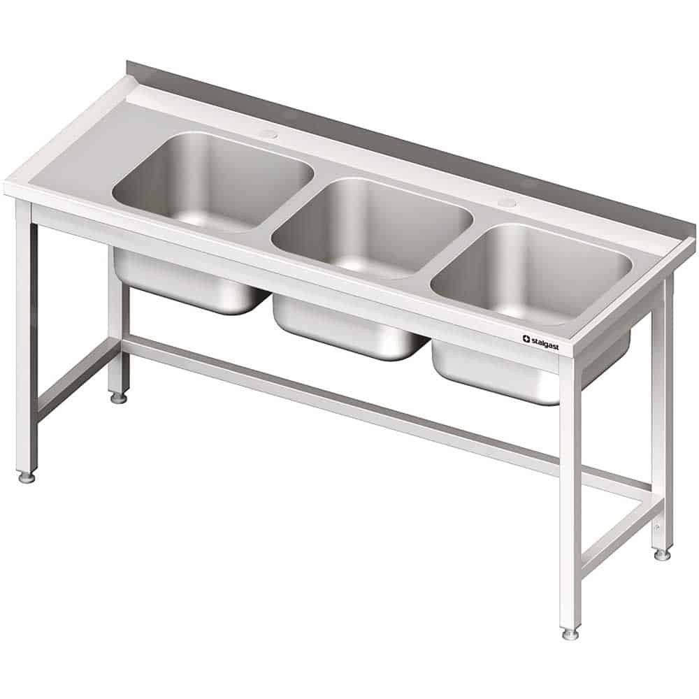 Stół ze zlewem 3-kom.(P),bez półki 1700x700x850 mm Stalgast 981117170