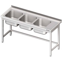 Stół ze zlewem 3-kom.(L),bez półki 1600x600x850 mm Stalgast 981126160