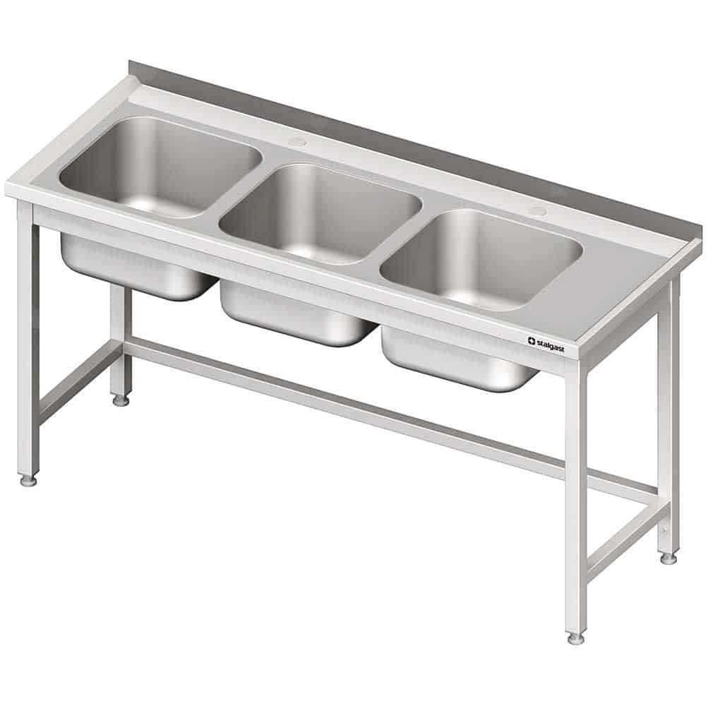 Stół ze zlewem 3-kom.(L),bez półki 1800x700x850 mm Stalgast 981127180