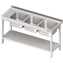 Stół ze zlewem 3-kom.(P),z półką 1800x600x850 mm skręcany Stalgast 981136180